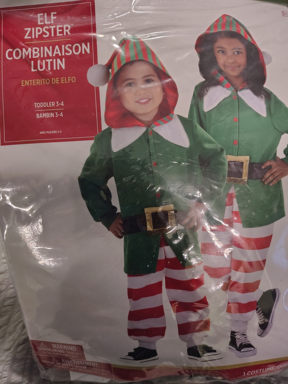 Toddler Green and Red Elf Costume Size TODDLER 3-4